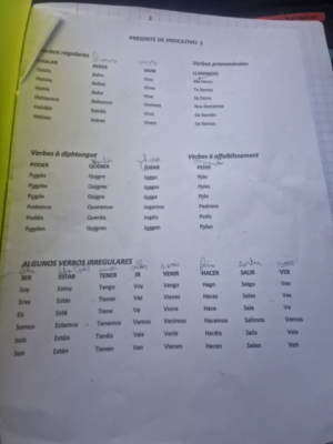 Photo d'un cours de  Conjugaison des verbes espagnols