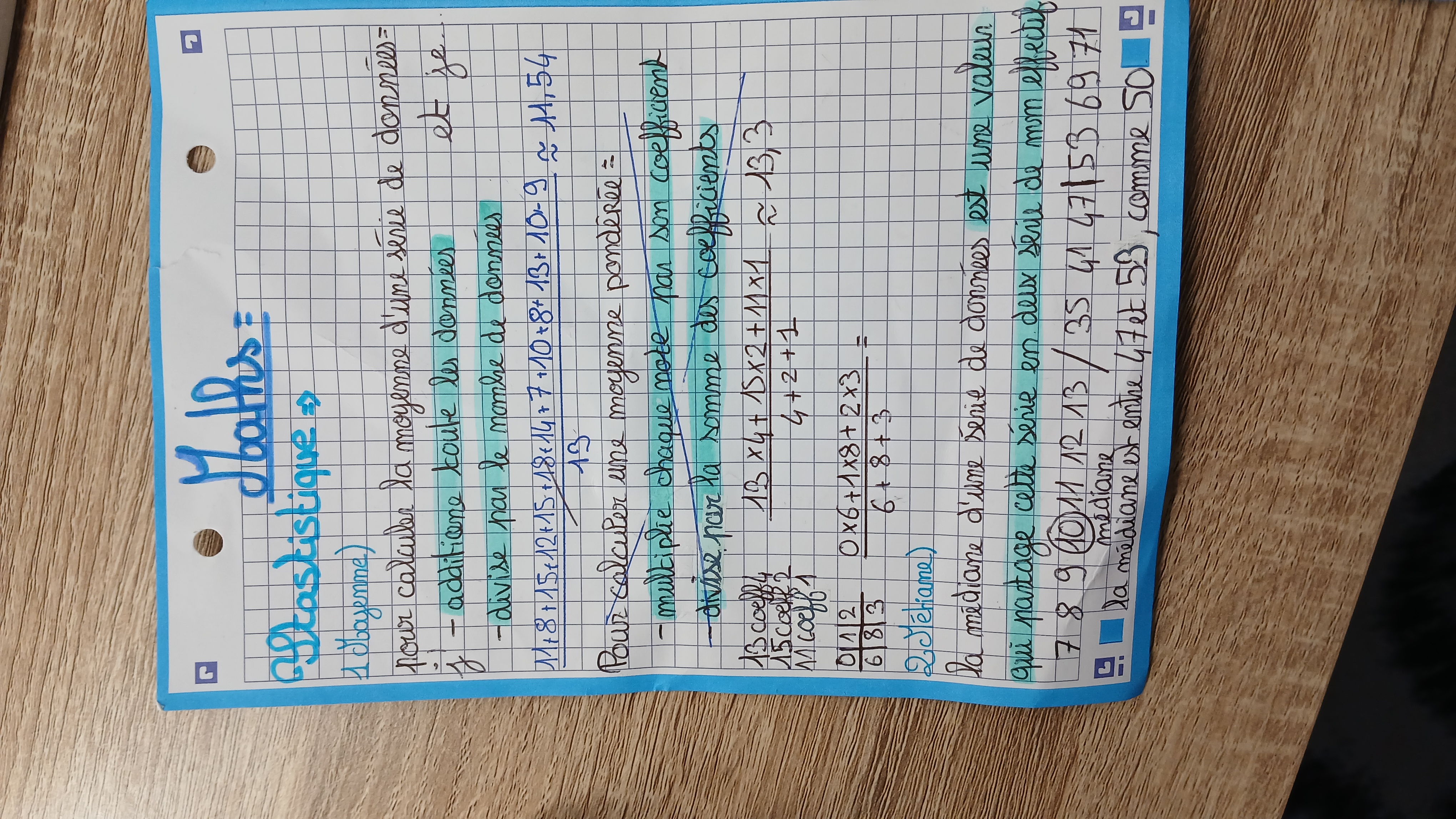 Photo d'un cours de  Cours de Statistiques en Maths