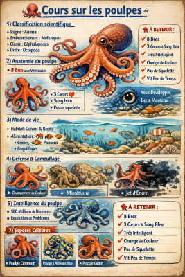 Photo d'un cours de  Cours illustré sur les poulpes