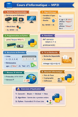 Photo d'un cours de  Cours Informatique MP2I Résumé