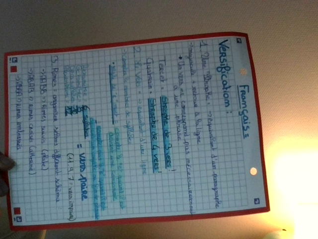 Photo d'un cours de  Cours sur la versification française