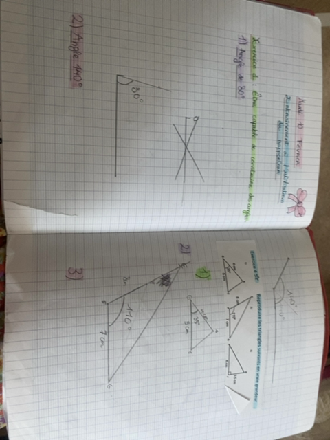 Photo d'un cours de  Cours sur les angles mathématiques
