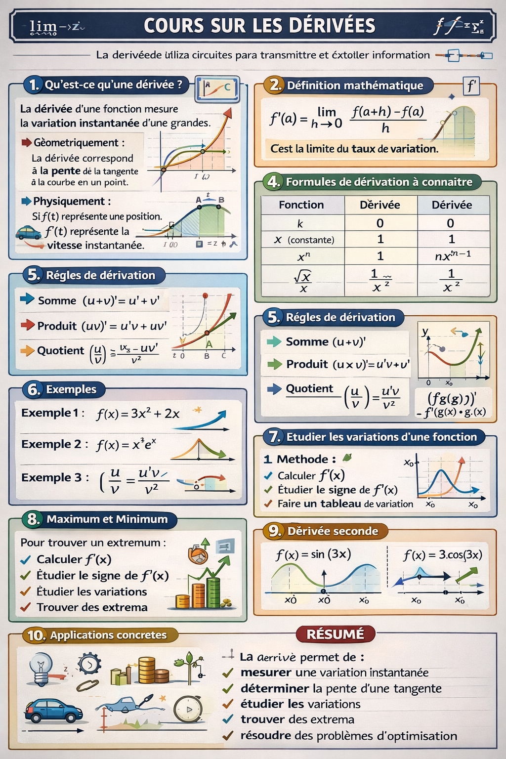 Photo d'un cours de  Cours sur les dérivées