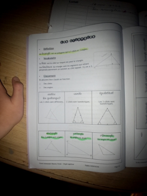 Photo d'un cours de  Cours sur les triangles