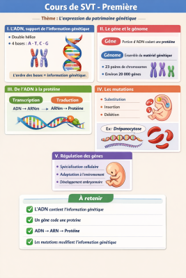 Photo d'un cours de  Cours SVT : Patrimoine génétique