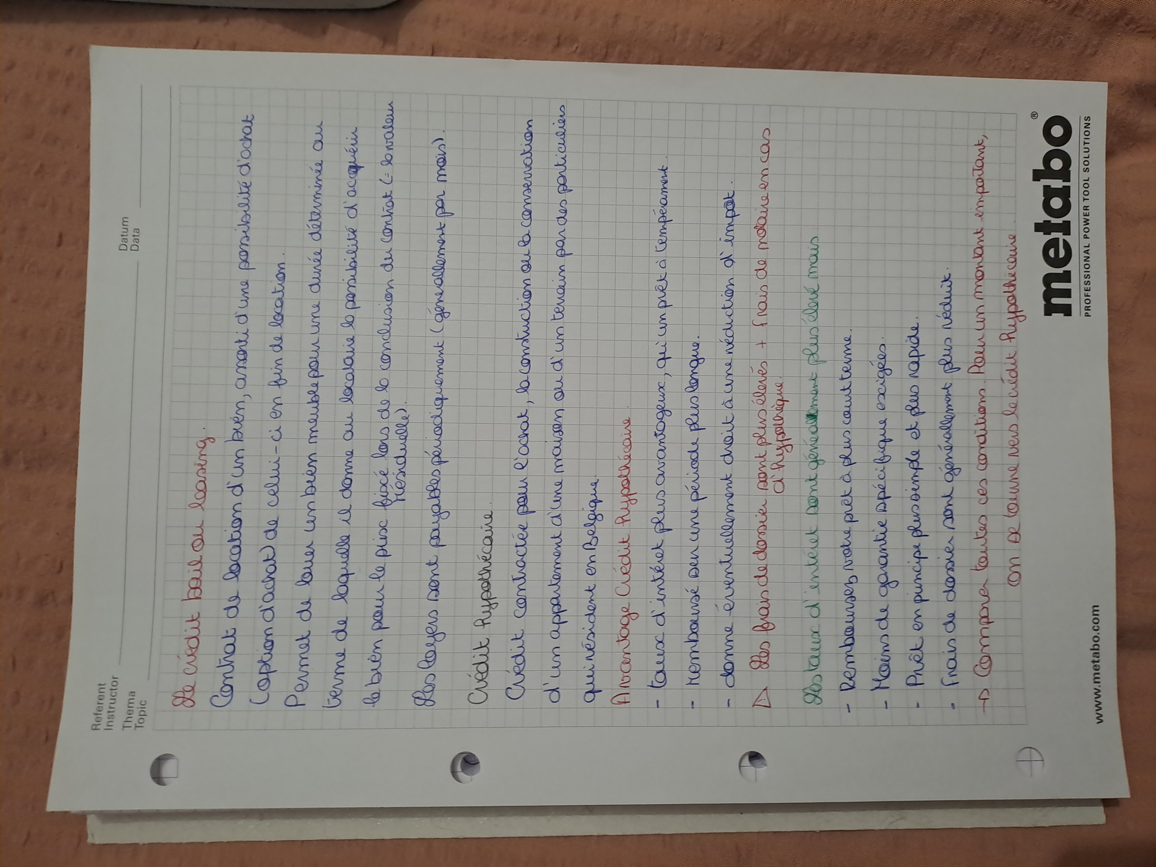 Photo d'un cours de  Crédit-bail et crédit hypothécaire