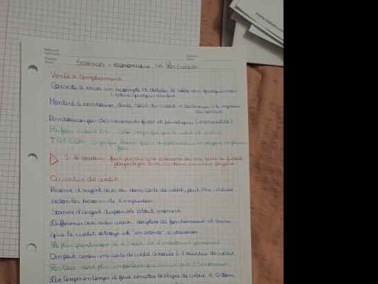 Photo d'un cours de  Crédits et leurs Fonctionnements