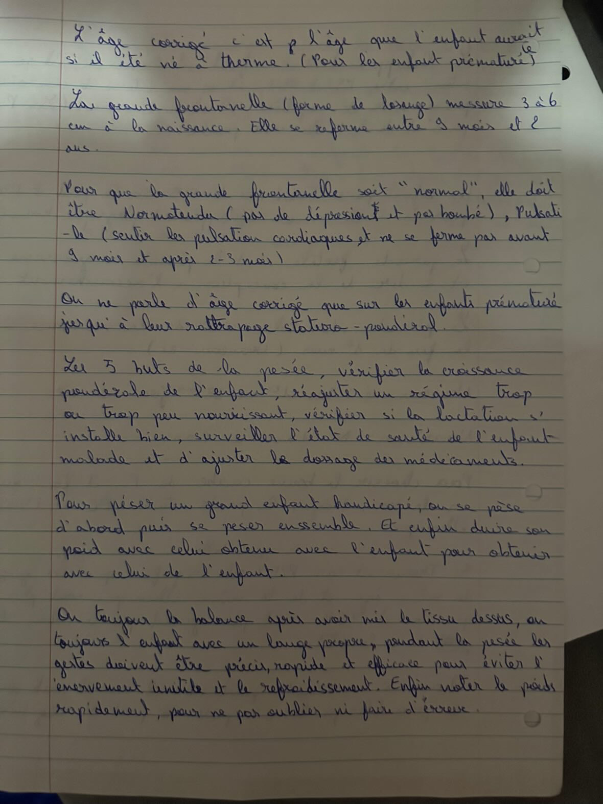 Photo d'un cours de  Croissance et développement des enfants