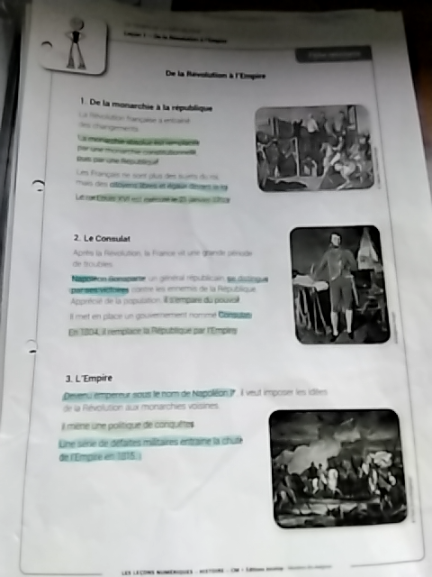Photo d'un cours de  De la Révolution à l'Empire