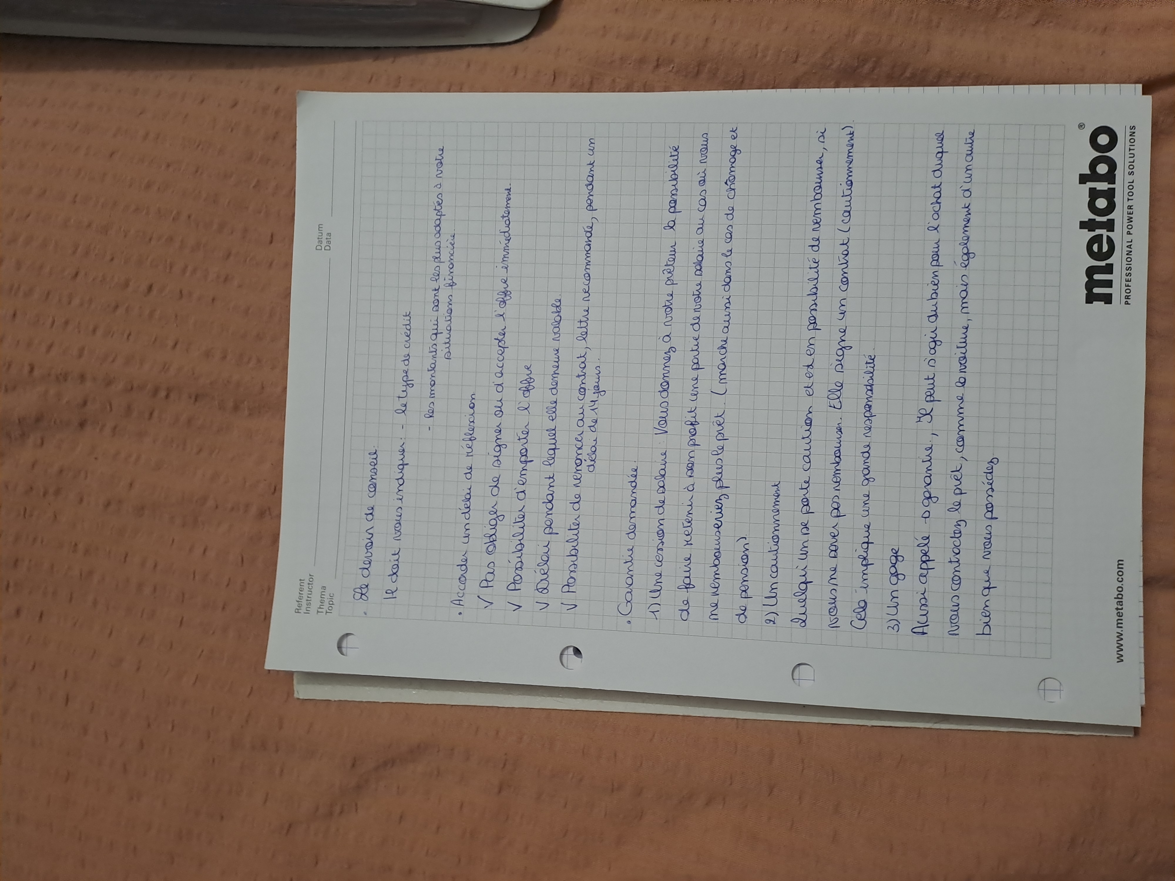 Photo d'un cours de  Devoirs de conseil en crédit