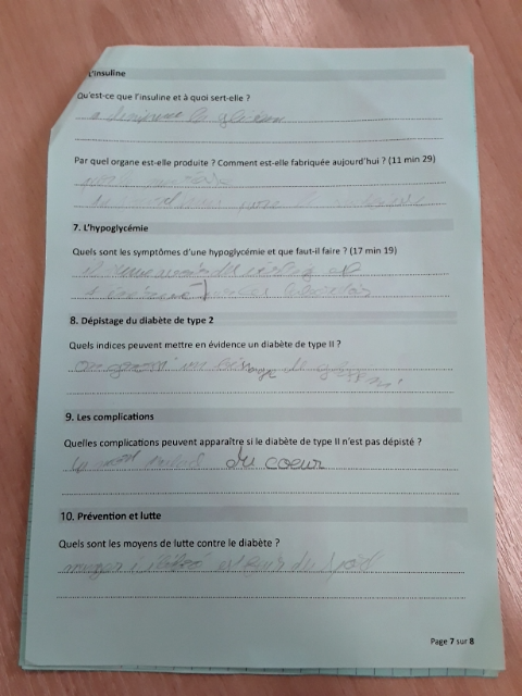 Photo d'un cours de  Diabète : Insuline et Prévention