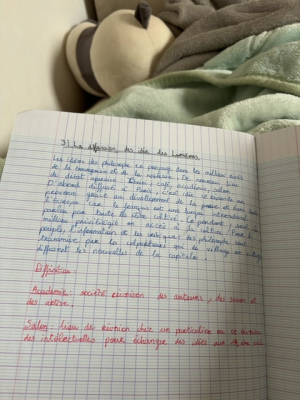 Photo d'un cours de  Diffusion des idées des Lumières