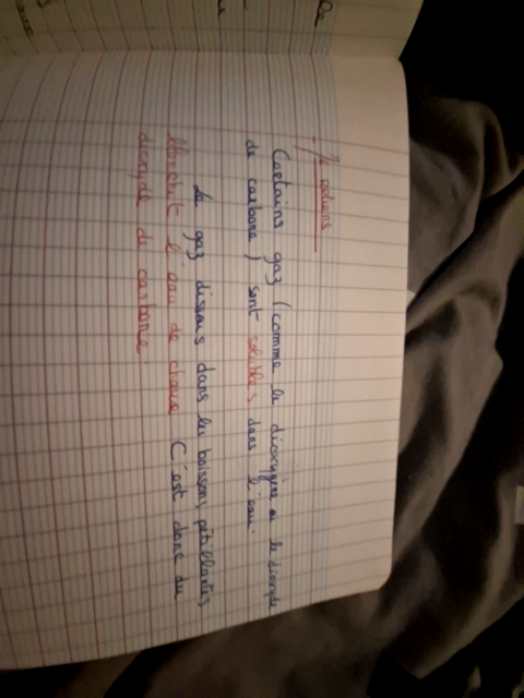 Photo d'un cours de  Dissolution du dioxyde de carbone