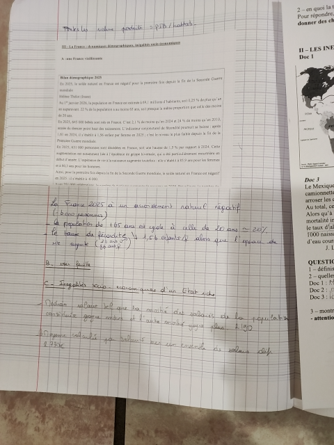 Photo d'un cours de  Démographie et tendances en France