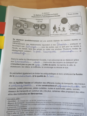 Photo d'un cours de  Déplacement et Développement Durable