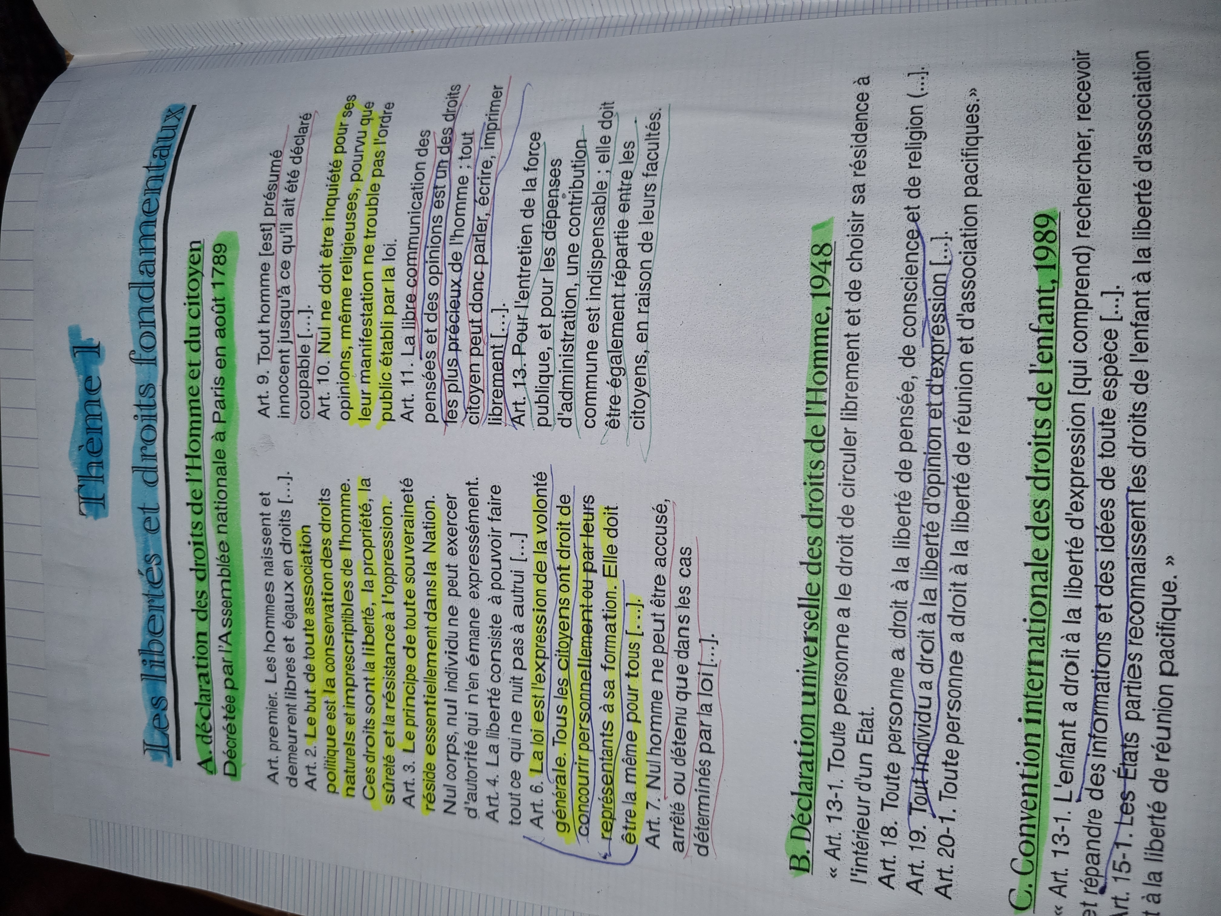 Photo d'un cours de  Droits et libertés fondamentaux