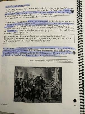 Photo d'un cours de  Éducation publique au Bas-Canada