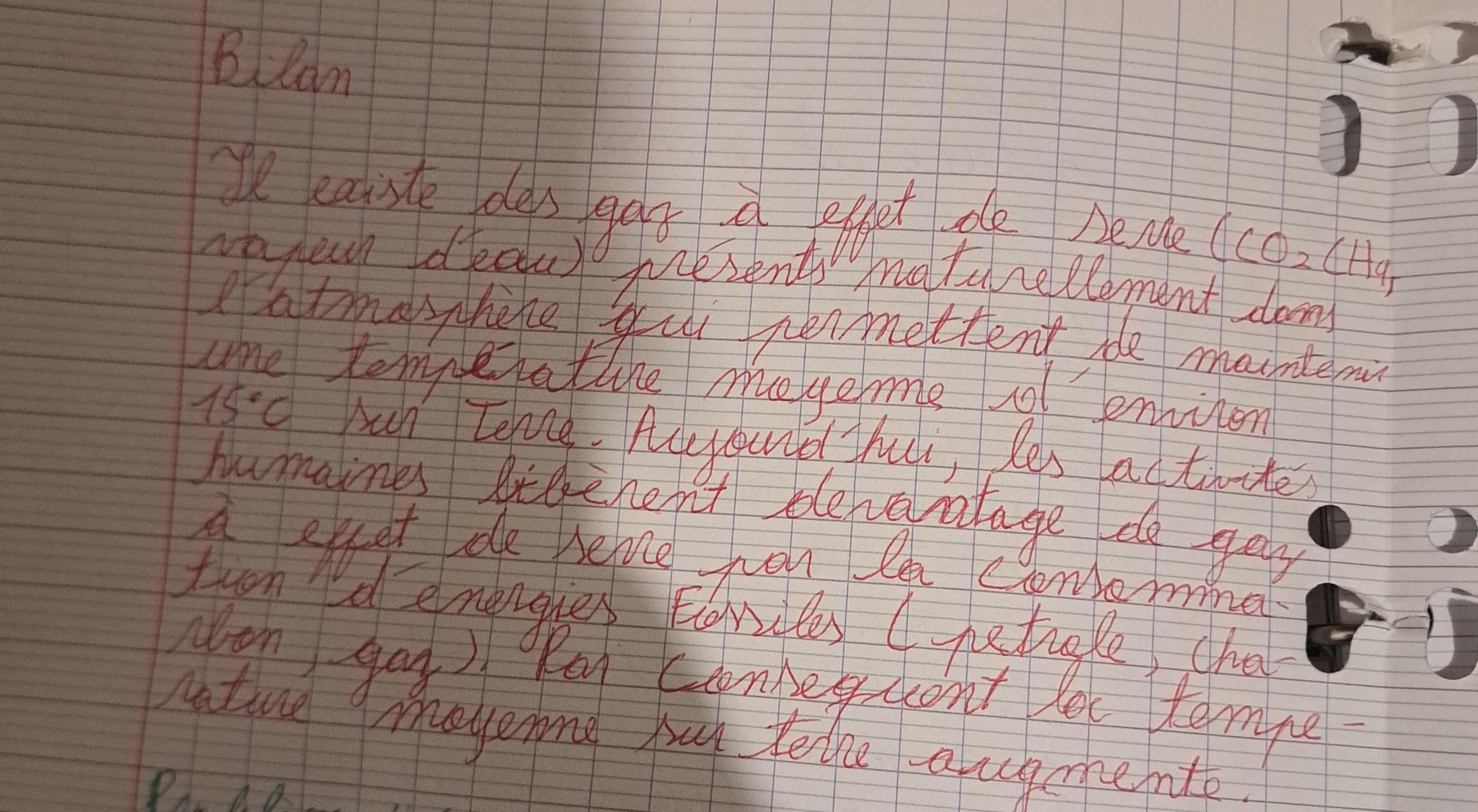 Photo d'un cours de  Effet de serre et climat