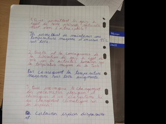 Photo d'un cours de  Effets des Gaz à Effet de Serre
