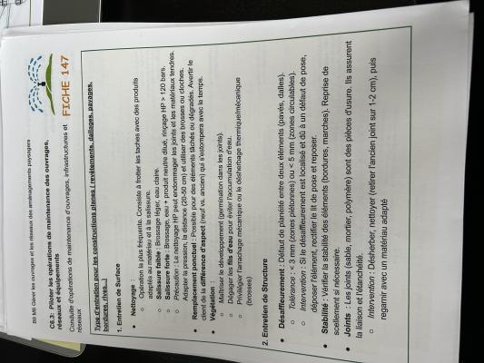 Entretien des constructions planes quiz