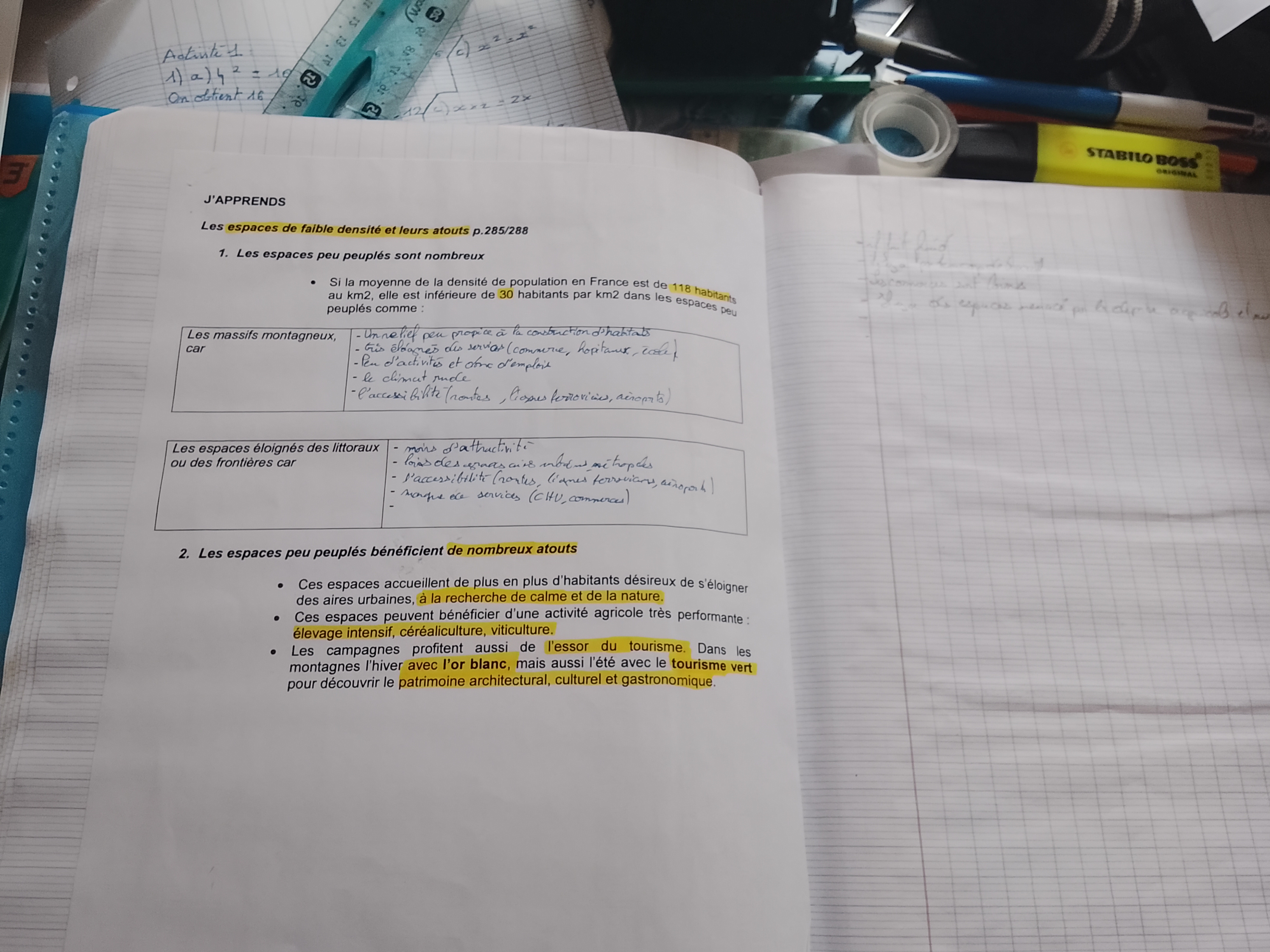 Photo d'un cours de  Espaces de faible densité France
