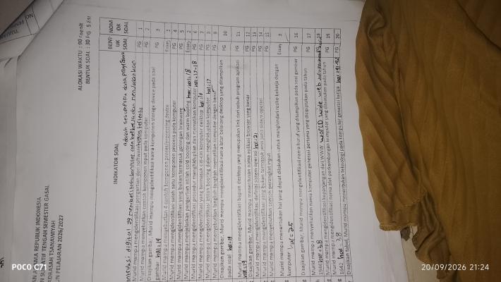 Photo d'un cours de  Examen Informatique Mi-Semestre