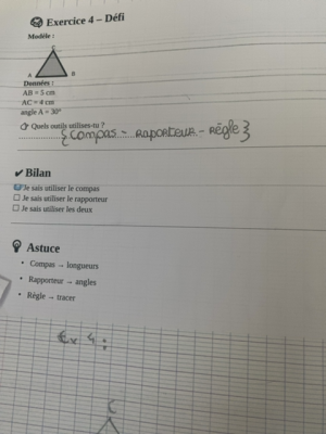 Photo d'un cours de  Exercice de construction géométrique