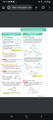 Photo d'un cours de  Exercices Géométrie Triangles