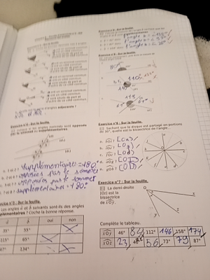 Photo d'un cours de  Exercices sur les angles géométriques
