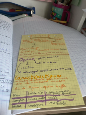 Photo d'un cours de  Fiche de révision sur l'opéra