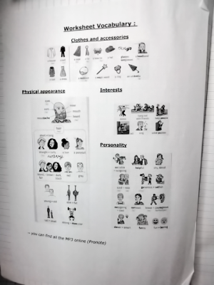 Photo d'un cours de  Fiche Vocabulaire Anglais Illustrée