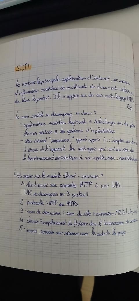 Photo d'un cours de  Fonctionnement du Web et URL