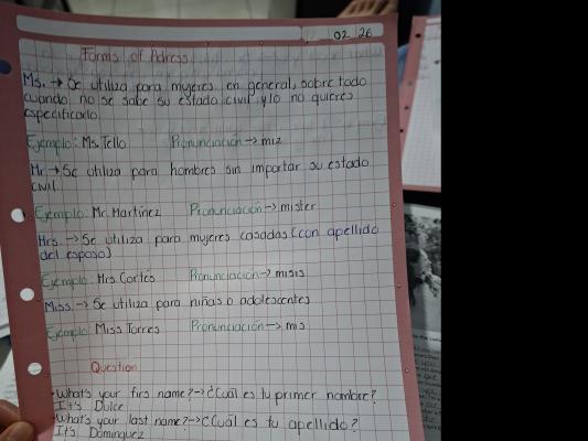 Photo d'un cours de  Formes d'adresse en anglais