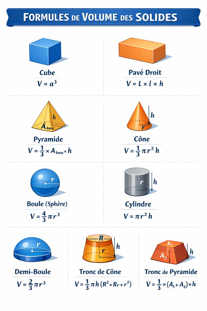 Photo d'un cours de  Formules de volume des solides