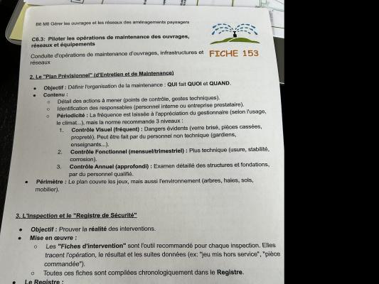 Gestion des opérations de maintenance quiz