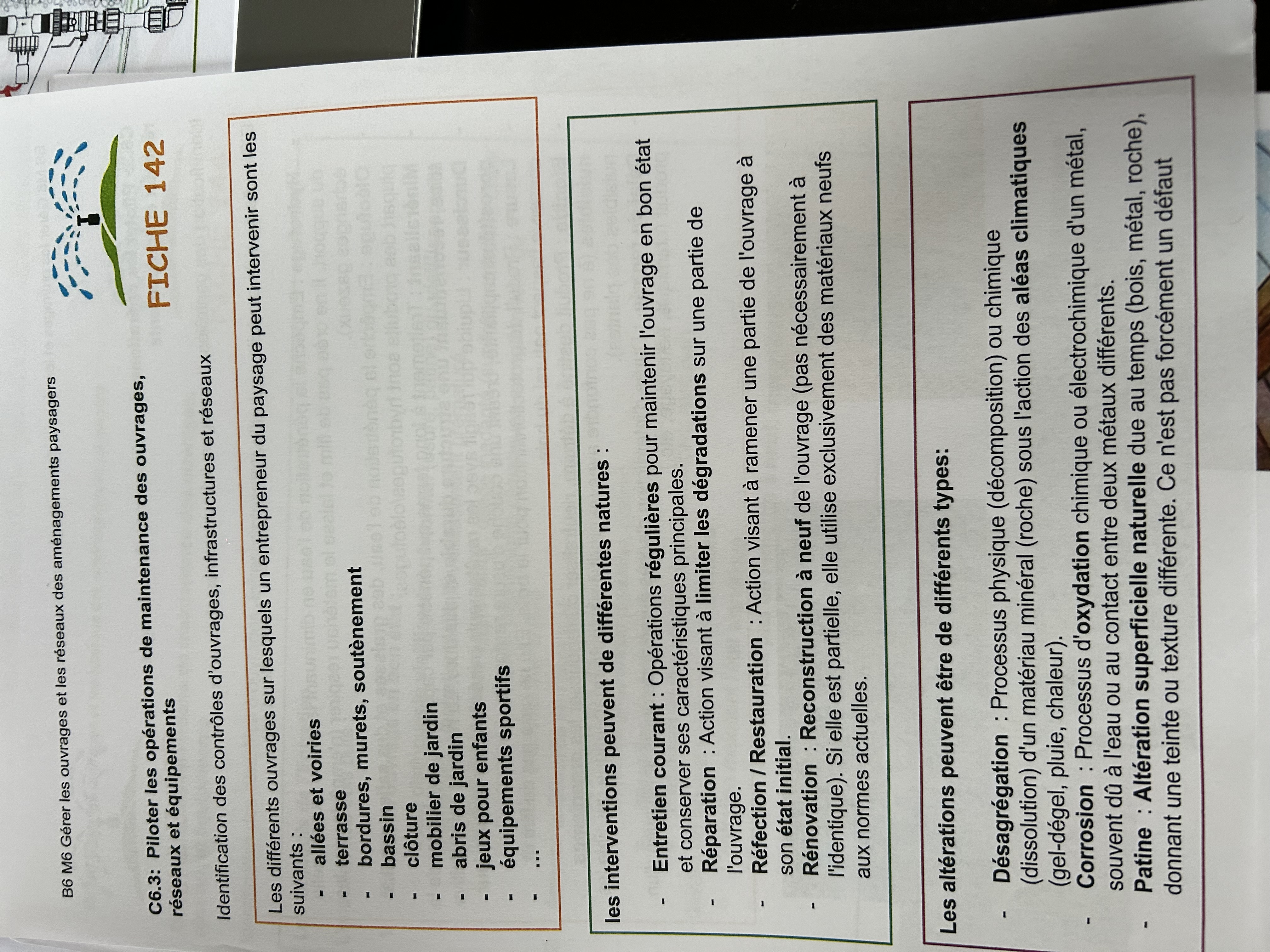 Photo d'un cours de  Gestion des ouvrages paysagers