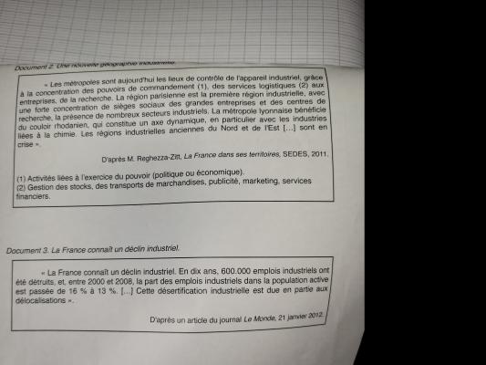 Photo d'un cours de  Géographie et Déclin Industriel Français