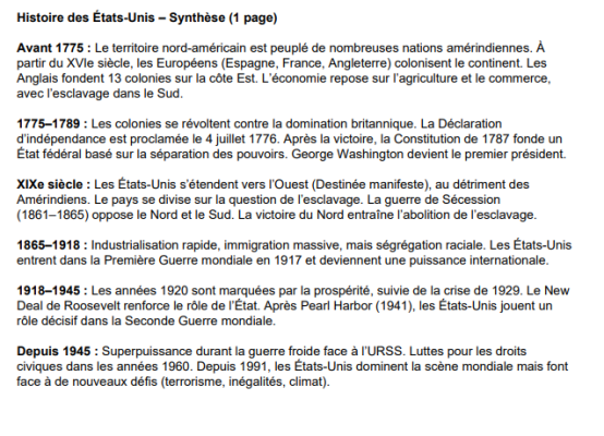 Histoire des États-Unis : Synthèse quiz