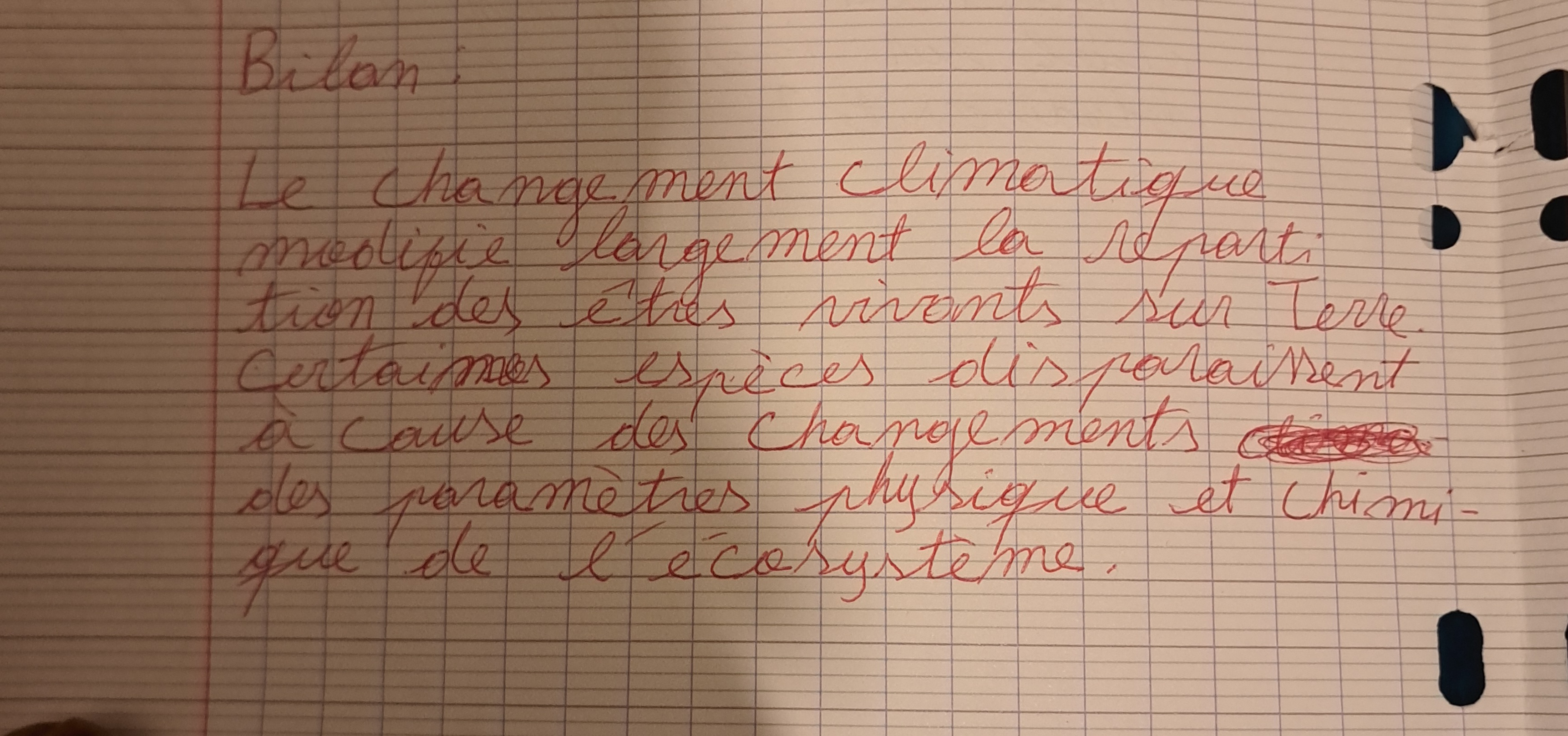 Photo d'un cours de  Impact du changement climatique