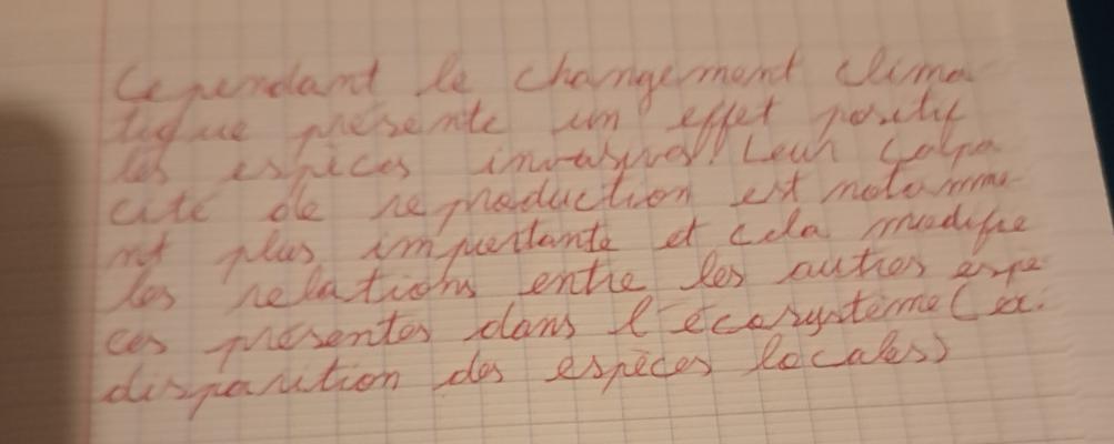 Photo d'un cours de  Impact du changement climatique