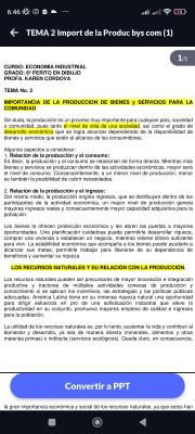 Photo d'un cours de  Importance de la production économique