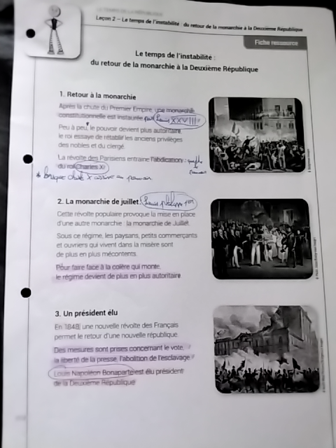 Photo d'un cours de  Instabilité : Monarchie à République