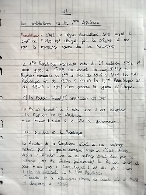 Photo d'un cours de  Institutions de la Ve République