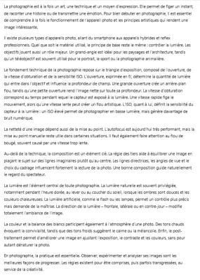 Introduction à la photographie artistique quiz