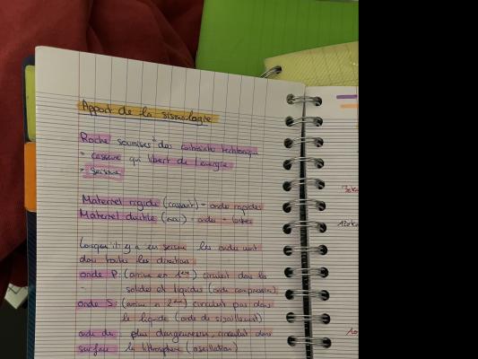 Photo d'un cours de  Introduction à la sismologie