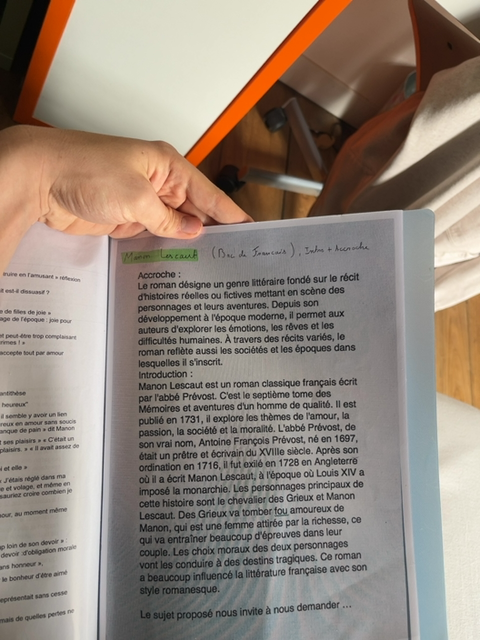 Photo d'un cours de  Introduction à Manon Lescaut