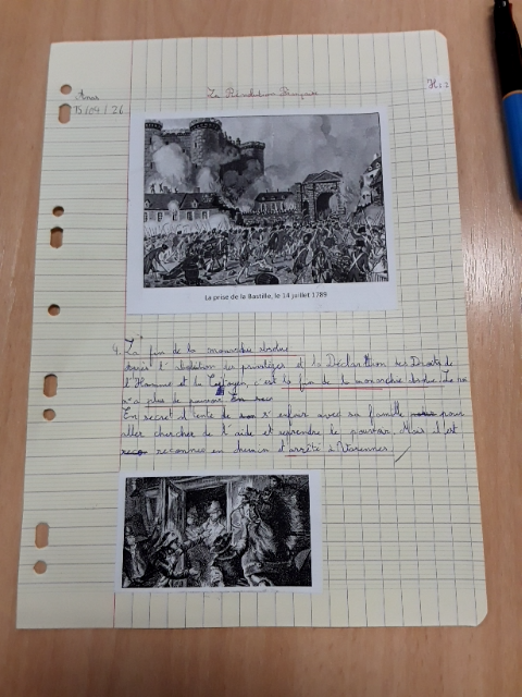 Photo d'un cours de  La Révolution Française 1789