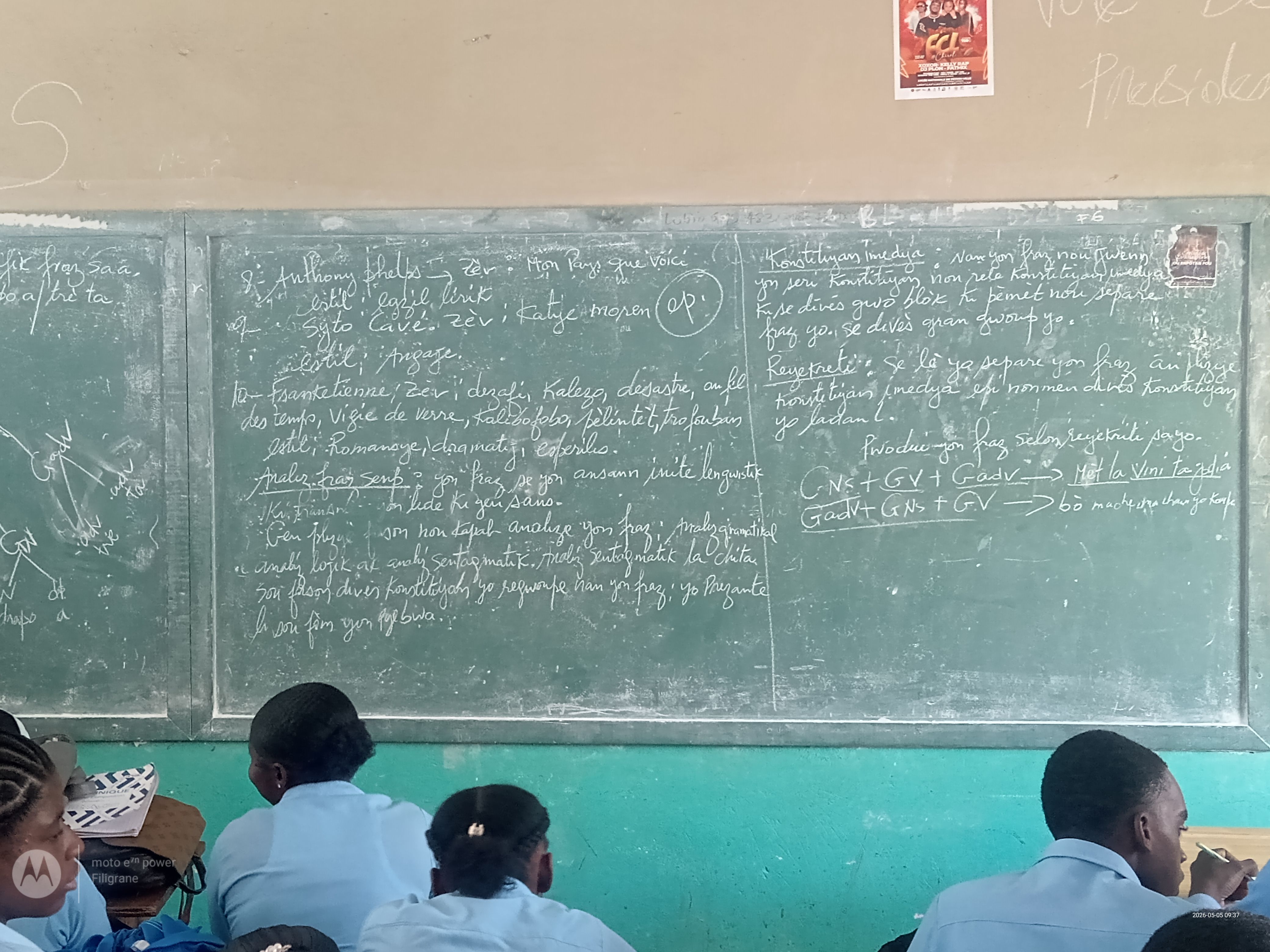 Photo d'un cours de  Leçon de grammaire créole haïtien