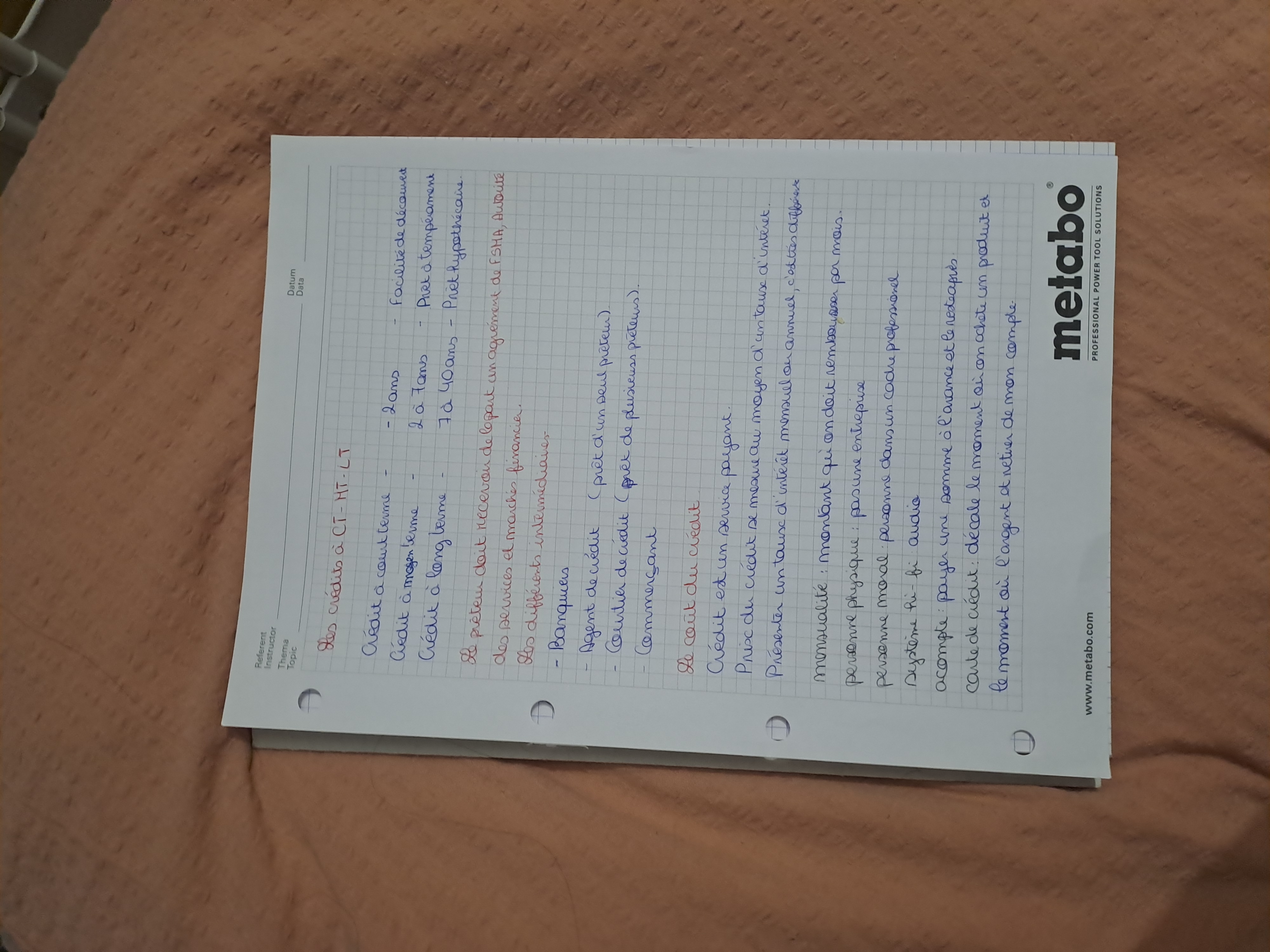 Photo d'un cours de  Les crédits et leur coût