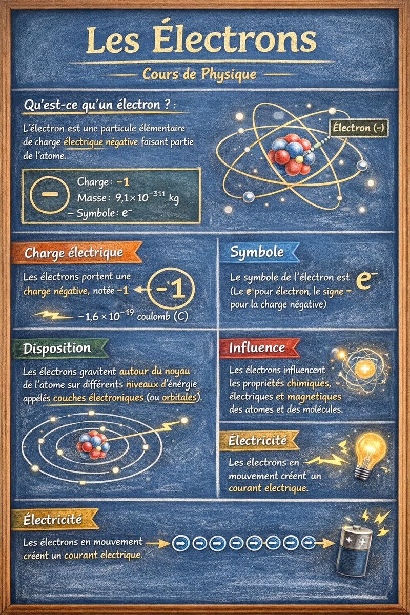 Photo d'un cours de  Les Électrons en Physique